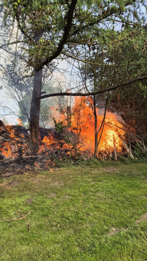 Einsatzfoto: Großer Reethaufen in Flammen